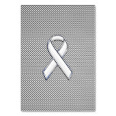Chrome White Ribbon Awareness Carbon Fibre Print Tischnummer (Vorderseite)