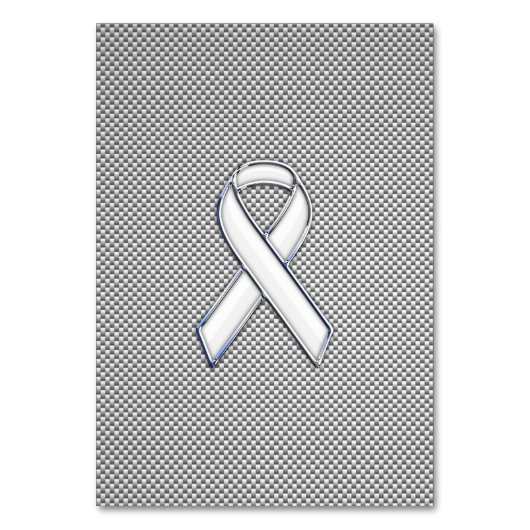 Chrome White Ribbon Awareness Carbon Fibre Print Tischnummer (Vorderseite)