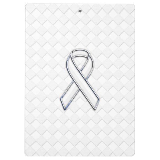 Chrome White Ribbon Awareness on Checkers Klemmbrett (Rückseite)