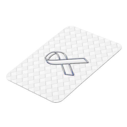 Chrome White Ribbon Awareness on Checkers Magnet (Linke Seite)