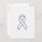 Chrome White Ribbon Awareness on Checkers Postkarte (Vorne/Hinten)