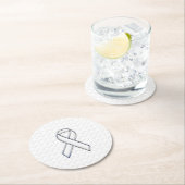 Chrome White Ribbon Awareness on Checkers Runder Pappuntersetzer (Vor Ort)