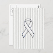 Chrome White Ribbon Bewusstsein auf Granular Strei Postkarte (Vorne/Hinten)