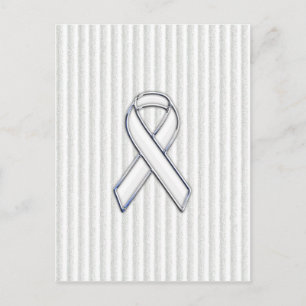 Chrome White Ribbon Bewusstsein auf Granular Strei Postkarte
