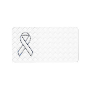Chrome White Ribbon-Bewusstsein auf Schachbretter Adressaufkleber