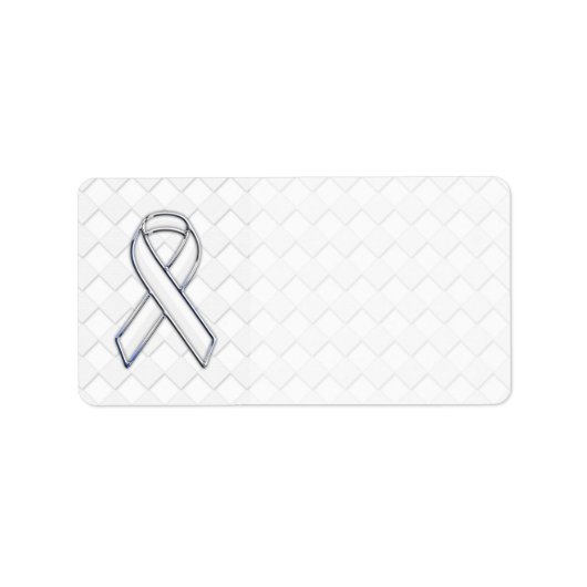Chrome White Ribbon-Bewusstsein auf Schachbretter  Adressaufkleber (Vorne)