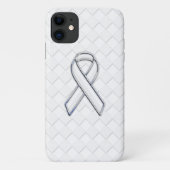 Chrome White Ribbon-Bewusstsein auf Schachbretter  Case-Mate iPhone Hülle (Rückseite)