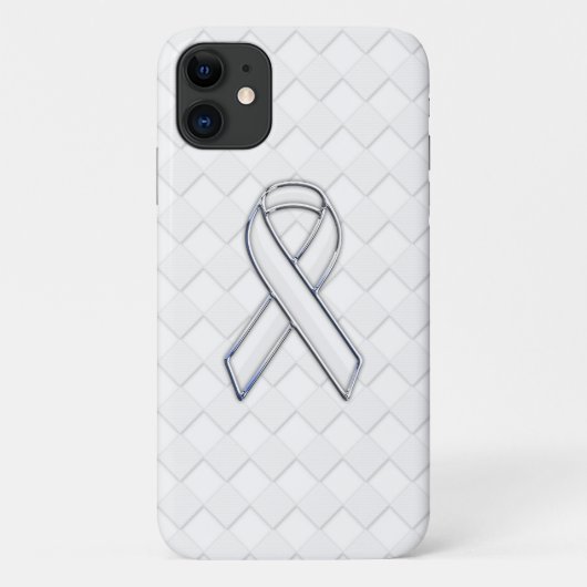 Chrome White Ribbon-Bewusstsein auf Schachbretter  Case-Mate iPhone Hülle (Rückseite)