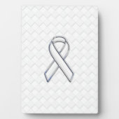 Chrome White Ribbon-Bewusstsein auf Schachbretter  Fotoplatte (Vorderseite)