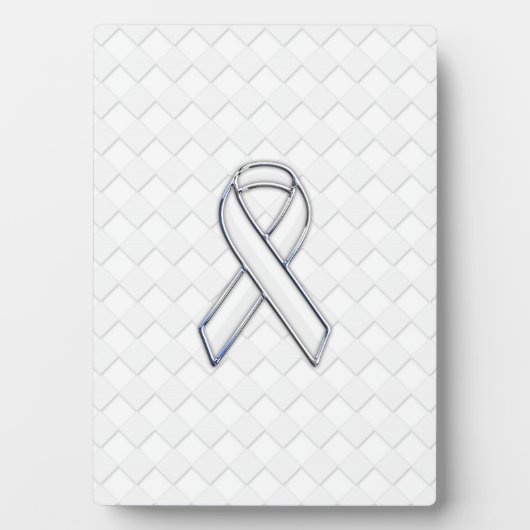 Chrome White Ribbon-Bewusstsein auf Schachbretter Fotoplatte (Vorderseite)