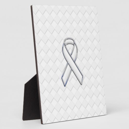 Chrome White Ribbon-Bewusstsein auf Schachbretter  Fotoplatte (Seite)