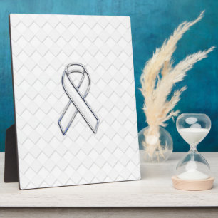 Chrome White Ribbon-Bewusstsein auf Schachbretter  Fotoplatte