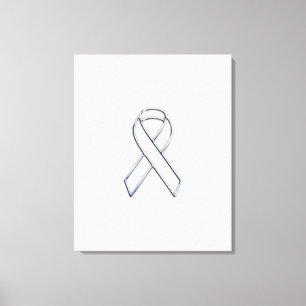 Chrome White Ribbon-Bewusstsein auf Schachbretter Leinwanddruck