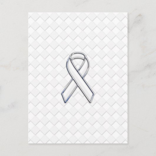 Chrome White Ribbon-Bewusstsein auf Schachbretter Postkarte (Vorderseite)