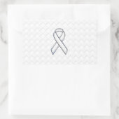 Chrome White Ribbon-Bewusstsein auf Schachbretter  Rechteckiger Aufkleber (Tasche)