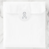 Chrome White Ribbon-Bewusstsein auf Schachbretter Runder Aufkleber (Tasche)