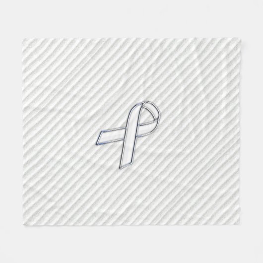 Chrome White Ribbon Bewusstsein in Granular Streif Fleecedecke (Vorderseite (Horizontal))