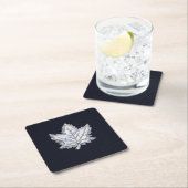 Chrome wie Ahornleaf auf Carbon Fibre Print Rechteckiger Pappuntersetzer (Vor Ort)