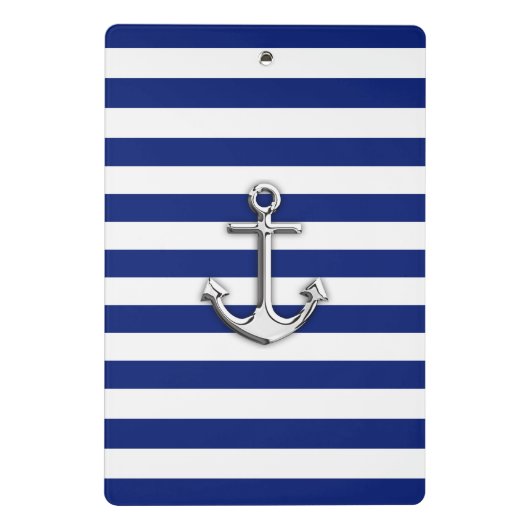 Chrome wie Anchor auf Blaustreifen der Nautischen Mini Klemmbrett (Rückseite)