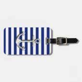 Chrome wie Ankerdesign auf Navy Stripes Gepäckanhänger (Vorderseite horizontal)