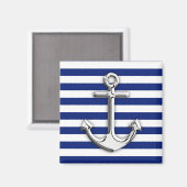 Chrome wie Ankerdesign auf Navy Stripes Magnet (Vorderseite/Rückseite)
