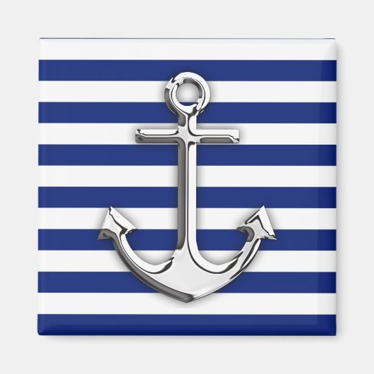 Chrome wie Ankerdesign auf Navy Stripes Magnet (Vorne)