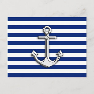 Chrome wie Ankerdesign auf Navy Stripes Postkarte