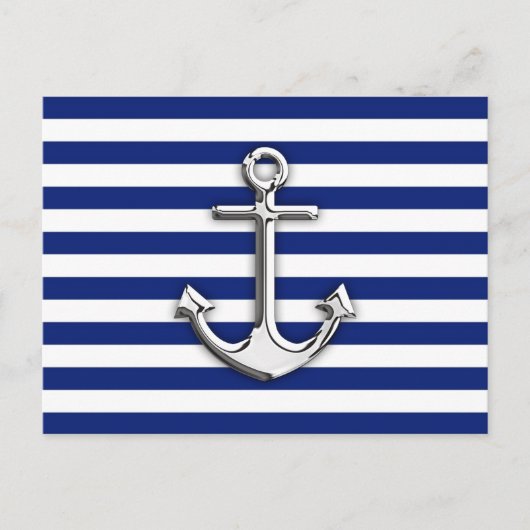 Chrome wie Ankerdesign auf Navy Stripes Postkarte (Vorderseite)
