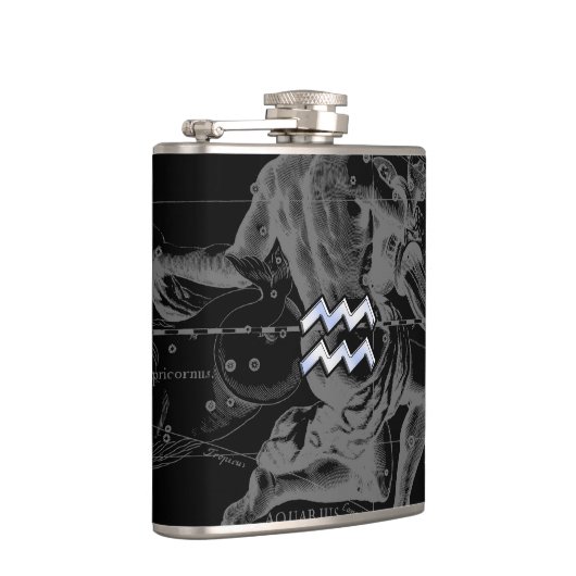 Chrome wie Aquarius-Zeichen auf Hevelius-Karte Flachmann (Rechts)