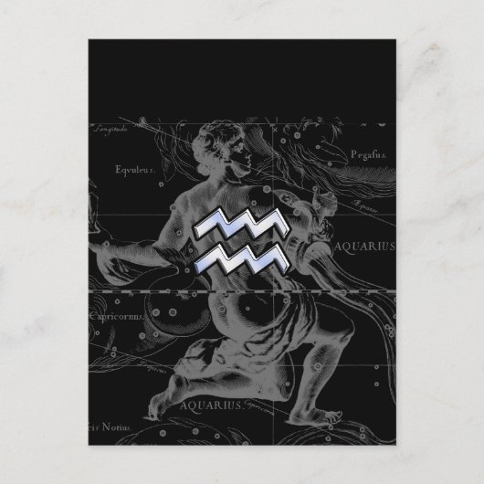 Chrome wie Aquarius-Zeichen auf Hevelius-Karte Postkarte (Vorderseite)
