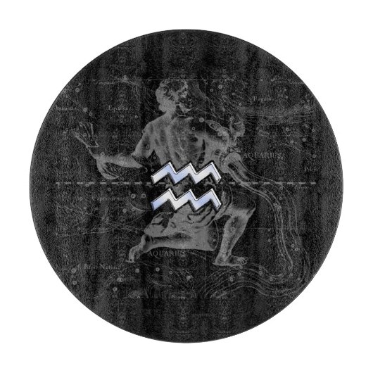 Chrome wie Aquarius-Zeichen auf Hevelius-Karte Schneidebrett (Vorderseite)