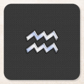 Chrome wie Aquarius Zodiac Symbol auf Schlange Rechteckiger Pappuntersetzer (Vorderseite)