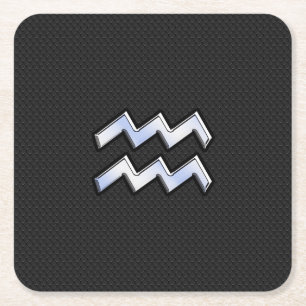 Chrome wie Aquarius Zodiac Symbol auf Schlange Rechteckiger Pappuntersetzer