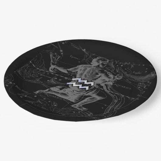Chrome wie Aquarius Zodiac-Zeichen auf Hevelius 16 Pappteller (Schrägansicht)