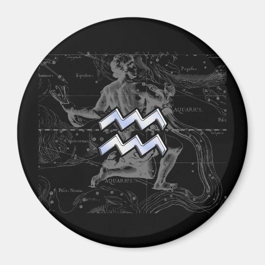 Chrome wie Aquarius Zodiac-Zeichen auf Hevelius Magnet (Vorne)