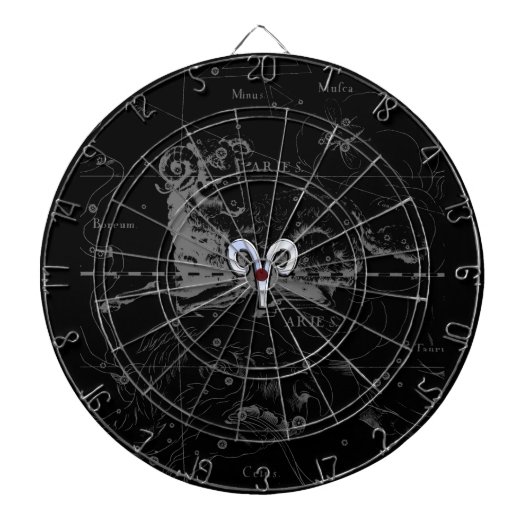 Chrome wie Aries Zodiac Symbol auf Hevelius 1690 Dartscheibe (vorne)