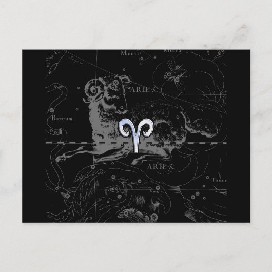 Chrome wie Aries Zodiac Symbol auf Hevelius 1690 Postkarte (Vorderseite)