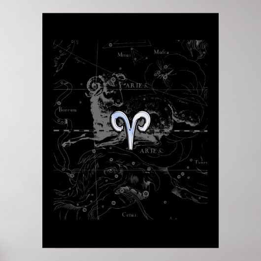 Chrome wie Aries Zodiac Symbol auf Hevelius Poster (Vorne)
