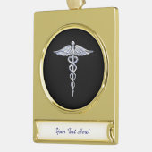 Chrome wie Caduceus Medical Symbol Banner-Ornament Gold (Links)