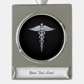 Chrome wie Caduceus Medical Symbol Banner-Ornament Silber (Vorderseite)