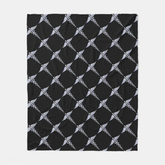 Chrome wie Caduceus Medical Symbol Black Decor Fleecedecke (Vorderseite)