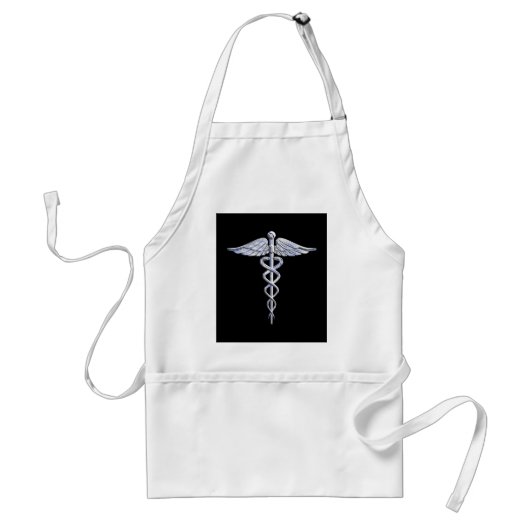 Chrome wie Caduceus Medical Symbol Black Decor Schürze (Vorne)