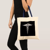 Chrome wie Caduceus Medical Symbol Black Decor Tragetasche (Vorderseite (Produkt))
