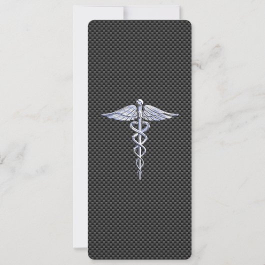 Chrome wie Caduceus Medical Symbol Carbon Fibre (Vorderseite)