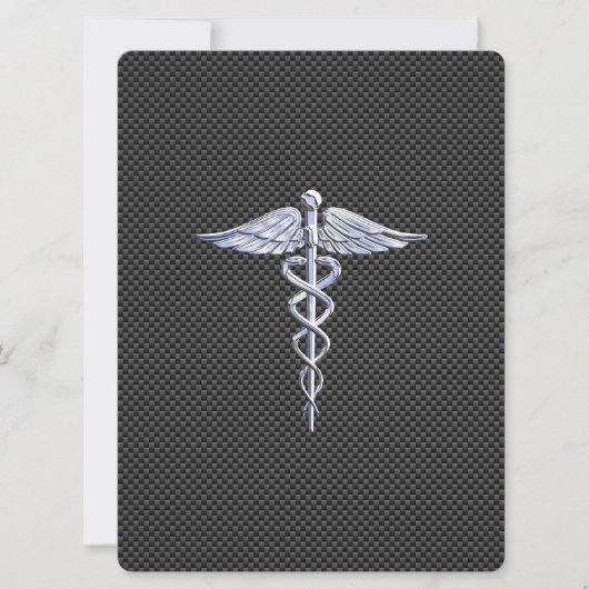 Chrome wie Caduceus Medical Symbol Carbon Fibre (Vorderseite)
