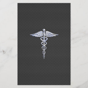 Chrome wie Caduceus Medical Symbol Carbon Fibre Flyer