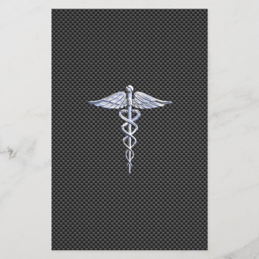 Chrome wie Caduceus Medical Symbol Carbon Fibre Flyer (Vorne)