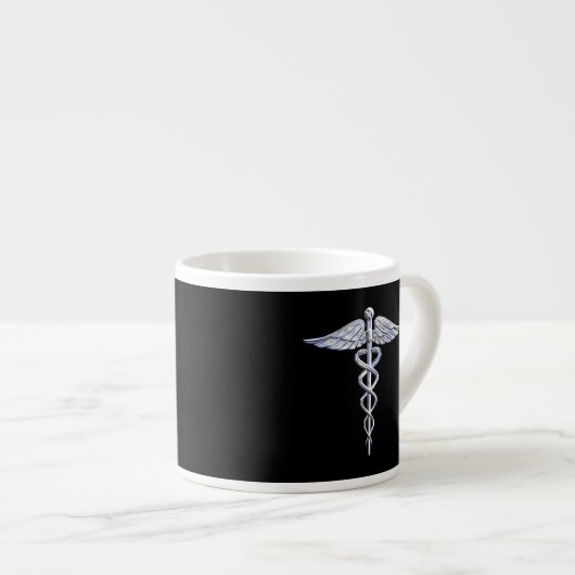 Chrome wie Caduceus Medical Symbol Espressotasse (Vorderseite Rechts)