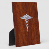 Chrome wie Caduceus Medical Symbol Mahogany Brown Fotoplatte (Seite)