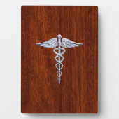 Chrome wie Caduceus Medical Symbol Mahogany Brown Fotoplatte (Vorderseite)